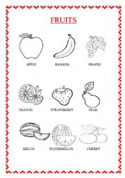 English Worksheet: fruits (2 pages)