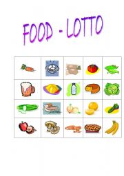 English worksheet: Food - Lotto