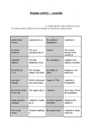 English worksheet: Domino activity (No. 4) - Australia 