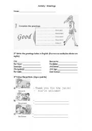 English worksheet: Greetings