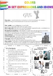 English Worksheet: COLORS IN SET EXPRESSIONS AND IN IDIOMS! (PART 10) GREY (definitely not the last one=))
