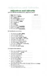 English Worksheet: Adjectives & Adverbs 