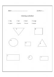 English worksheet: Color the shapes