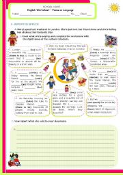 English Worksheet: Verb tenses and reported speech - Upper Intermediate and Adnanced students