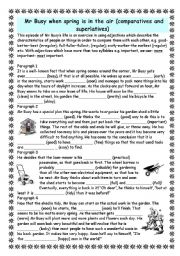English Worksheet: Mr Busy, when spring is in the air ! (COMPARITIVES AND SUPERLATIVES)