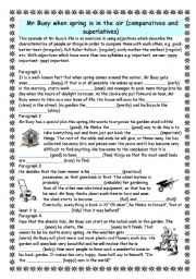 English Worksheet: Mr Busy, when spring is in the air ! (COMPARITIVES AND SUPERLATIVES)