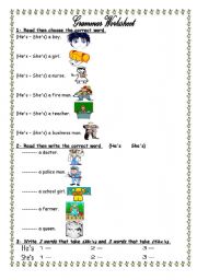 English Worksheet: hes and shes worksheet