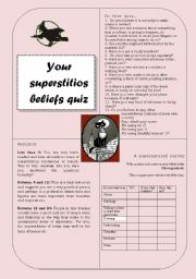 English Worksheet: Your superstitios beliefs quiz