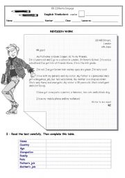 English Worksheet: Revision work