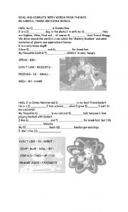 English Worksheet: READ ABOUT SSCOOBY DOO AND JIMMY NEUTRON. COMPLETE  THE INFORMATION