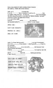 English worksheet: READ ABOUT SSCOOBY DOO AND JIMMY NEUTRON. COMPLETE  THE INFORMATION