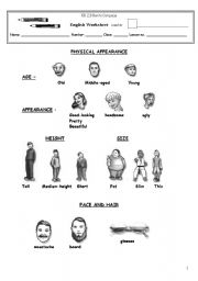 English Worksheet: Physical appearance