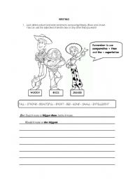 English Worksheet: Writing - Comparatives and Superlatives