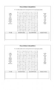 English worksheet: food drinks an quantifiers