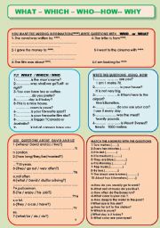 English Worksheet: WHO -WHICH - WHAT - WHY -HOW