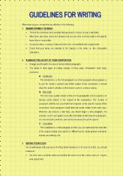 English Worksheet: Guidelines for Writing