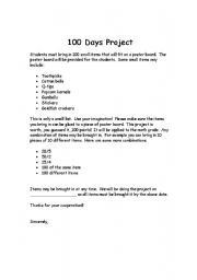 English worksheet: 100 Days Project