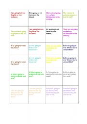English Worksheet: be going to-memory game