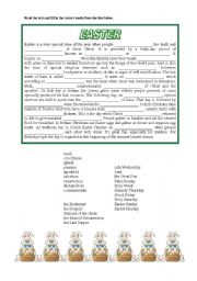 English Worksheet: Easter cloze text intermediate