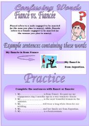 English Worksheet: Confusing Words (4)...fianc vs. fiance...There are many grammatical errors that we, as  teachers see every day. If you really want to improve your students English, this is the perfect set for you ;)