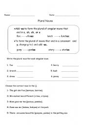 English Worksheet: Plural Nouns