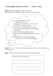 English worksheet: learning English through social issues 5