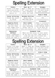 English Worksheet: Spelling Extension