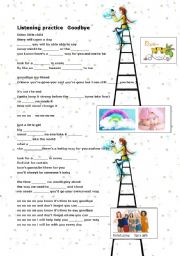 English Worksheet: Ving and irregular verbs; listening practice a song :goodbye