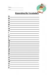 English worksheet: Expansing my vocabulary