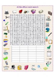 English Worksheet: At the office word search