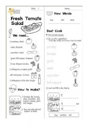 English Worksheet: Fresh Tomato Salad(Cooking)