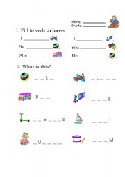 English worksheet: toys