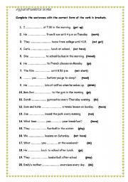 English Worksheet: present tense