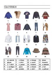 Clothes - ESL worksheet by pikous