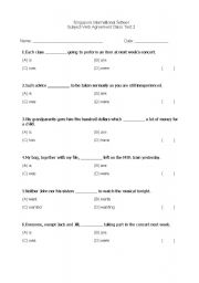 English Worksheet: Concord Test