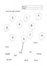 English Worksheet: Learning numbers