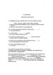 English worksheet: REFLEXIVE PRONOUNS WORKSHEET