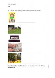 English worksheet: Write the housework tasks next to the picture