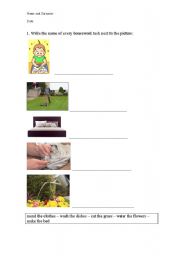 English Worksheet: Write the housework tasks next to the picture