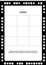 English worksheet: Easy Bingo sheet