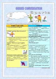 English Worksheet: Guided Conversation - Sports