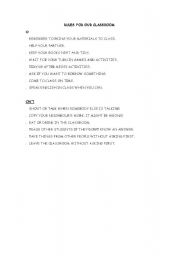 English Worksheet: Rules for English Class