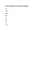 English Worksheet: plural nouns