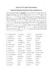 English Worksheet: Cloze Test for Upper-Intermediates