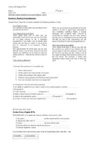 English Worksheet: reading comprehension 