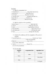 English worksheet: Comparative-Superlative exercises