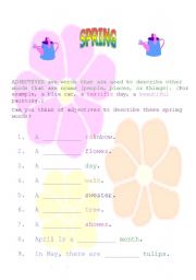 English Worksheet: Adjectives- Spring