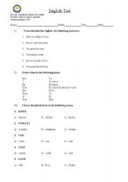 English worksheet: english test