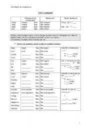 English worksheet: lets compare!