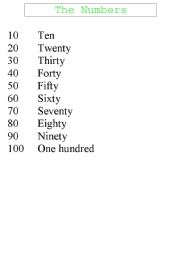 English worksheet: the numbers